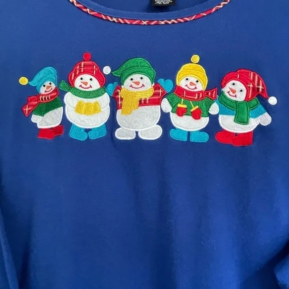 Hampshire Studio Snow snowman long sleeve Tee Shirt - Sz 1x - Picture 2 of 7